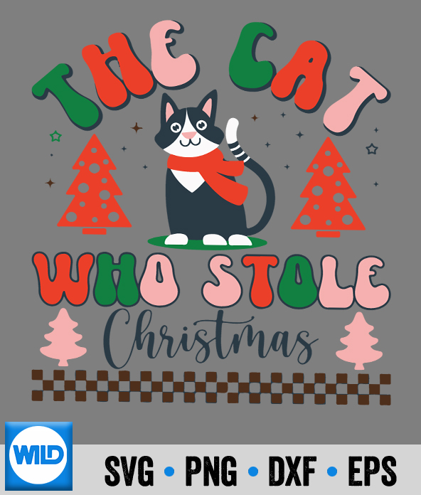 Christmas SVG, The Cat Who Stole Christmas Night Cat Cat