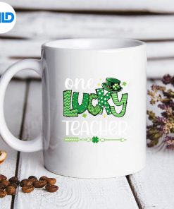 One Lucky Teacher Happy St Patricks Day Cute Green Shamrock PNG SVG for Cricut