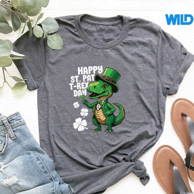 HappyStPatTrexStPatricksDayDinosaurLeprechauntshirt