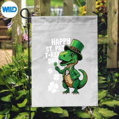 HappyStPatTrexStPatricksDayDinosaurLeprechaunflag