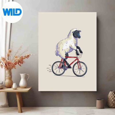 SheepRidingBicycleCuteBikerCyclistposter
