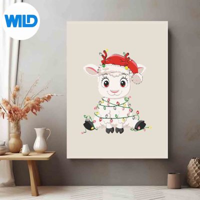 SheepChristmasTreeLightsPajamaSheepLoverCuteXmasposter