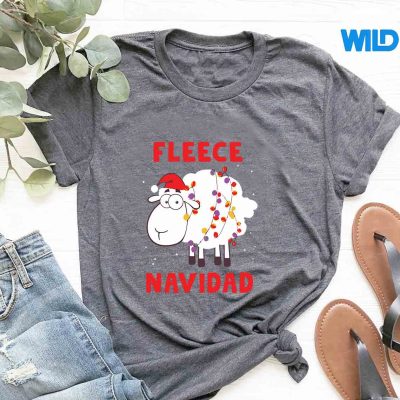 FleeceNavidadChristmasSheepLambSantaHatXmasPajamastshirt