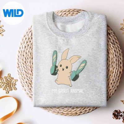 RabbitWithChainsawsMySpiritAnimalCuteRabbitWithChainsawsweater
