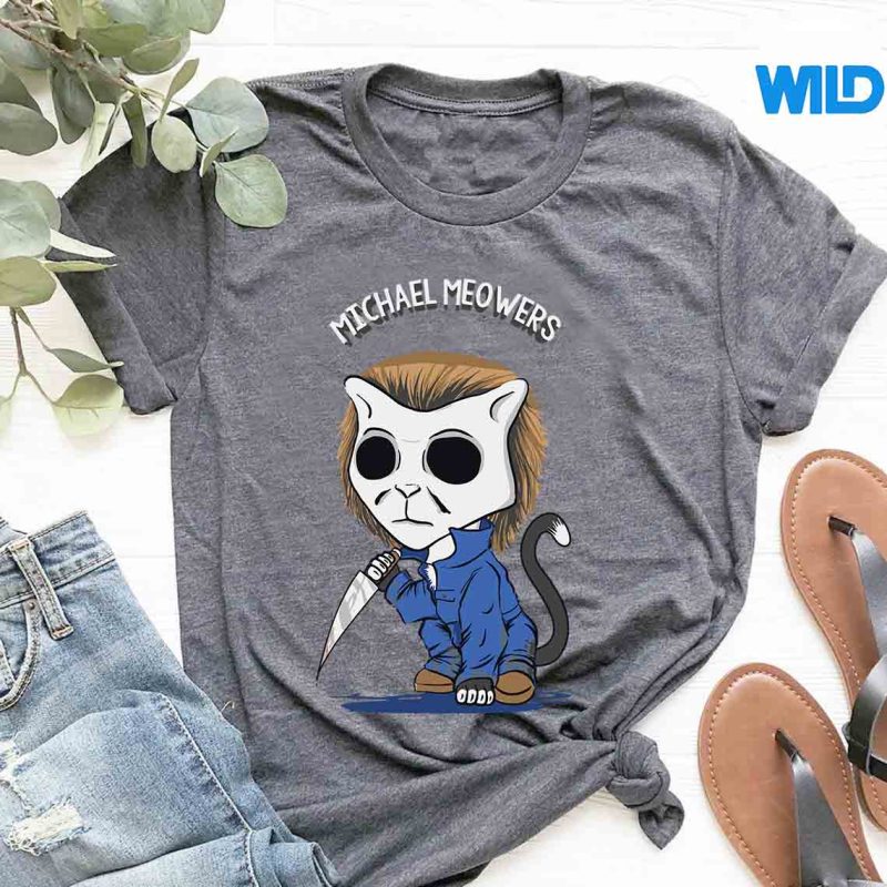 T-shirt Drôle Chat "Michael Meowers" - Parodie D'horreur Mignonne Pour Hommes Et Femmes