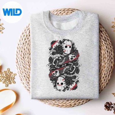 HalloweenHorrorGraySkullMasksweater