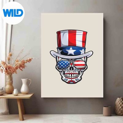 SugarSkull4thOfJulyTopHatAmericanFlagSunglassesposter