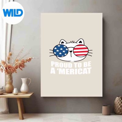 ProudToBeAMericatFourthOfJulyAmericanFlagCatposter