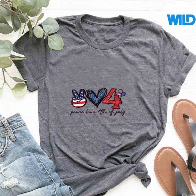 PeaceLove4thOfJulyAmericaFlagFourthPatriotictshirt