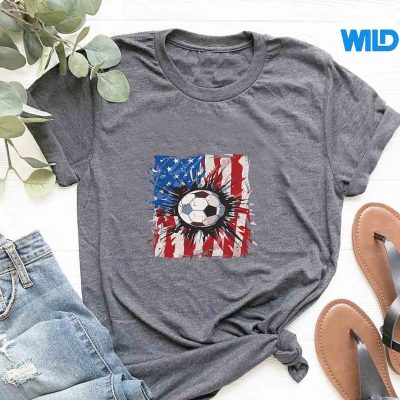 PatrioticSoccer4thOfJulyUsaAmericanFlagtshirt