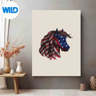 PatrioticHorseAmericanFlag4thOfJulyHorseVintageGirlposter