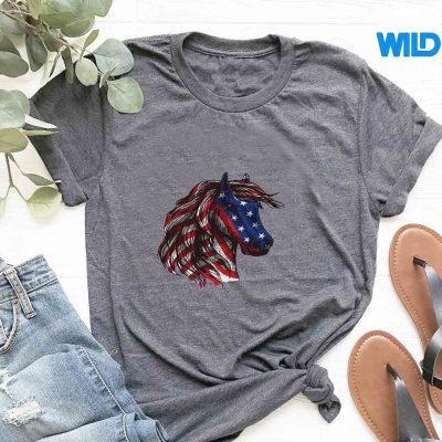 PatrioticHorseAmericanFlag4thOfJulyHorseVintageGirltshirt