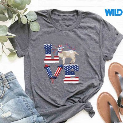 LoveCostumeAmericanFlagFireworksGoat4thOfJulytshirt