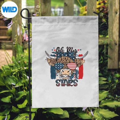 LeopardOhmyStarsCowAmericanHighlandCowWith4thJulyflag