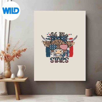 LeopardOhmyStarsCowAmericanHighlandCowWith4thJulyposter