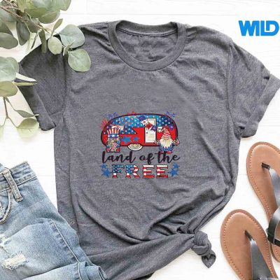 LandOfTheFreeAmericanFlagGnomesCampingJuly4thtshirt