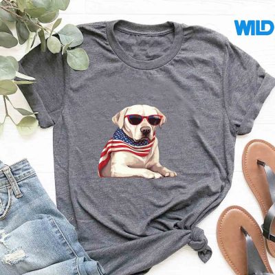 LabradorRetrieverWithUsaFlag4thOfJulytshirt