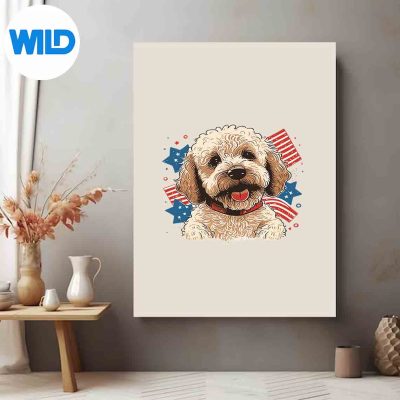 GoldendoodleDog4thOfJulyPatrioticUsaAmericaFlagposter