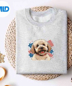 Goldendoodle Dog 4th Of July Patriotic Usa America Flag Silhouette SVG PNG Cut File