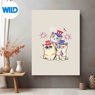 Fourth4thOfJulyAmericanFlagMeowicaCatsCatPatrioticposter