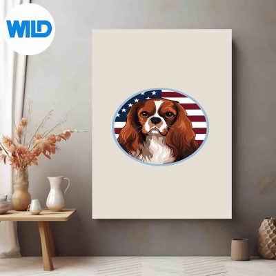 CavalierKingCharlesSpanielWithUsaFlagIndependenceDayposter
