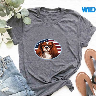 CavalierKingCharlesSpanielWithUsaFlagIndependenceDaytshirt