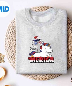 Cat Riding Unicorn 4th Of July Merica Kitten Patriotic Digital Download