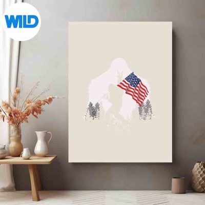 BigfootFireworks4thOfJulyAmericanFlagSasquatchposter