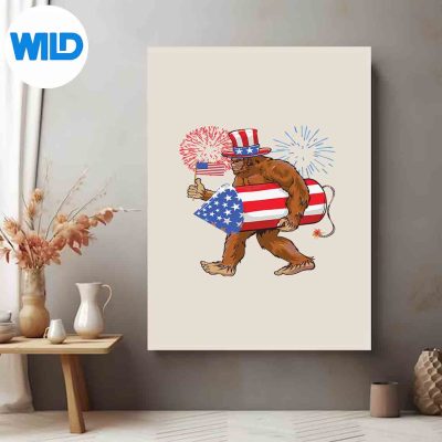 4thOfJulyBigfootAmericanFlagFireworksSasquatchposter