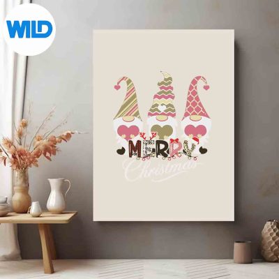 ThreeGnomesHalloweenMerryChristmasHappyHallothanksmasHappyVintageposter