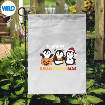 PenguinChristmasHalloweenCostumeHappyHallothanksmasflag
