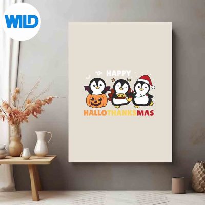 PenguinChristmasHalloweenCostumeHappyHallothanksmasposter