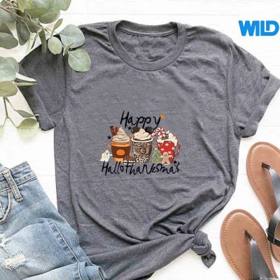 HappyHallothanksmasCoffeeLatteHalloweenThanksgivingIntriguedtshirt