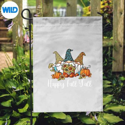 HappyFallYallGnomeLeopardPumpkinAutumnGnomesflag
