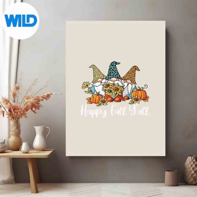 HappyFallYallGnomeLeopardPumpkinAutumnGnomesposter