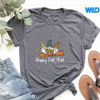 HappyFallYallGnomeLeopardPumpkinAutumnGnomestshirt