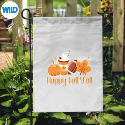 HappyFallYallFunCutePumpkinLatteFootballLeafflag
