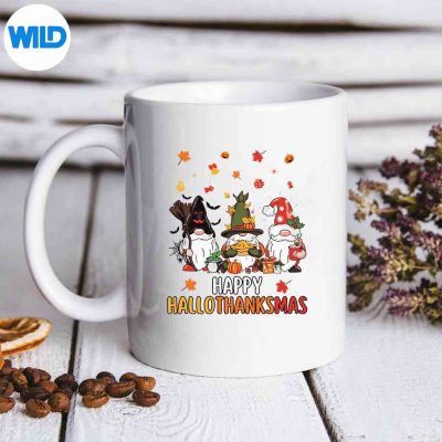 HalloweenThanksgivingChristmasHappyHallothanksmasGnomesRetroGreatmug