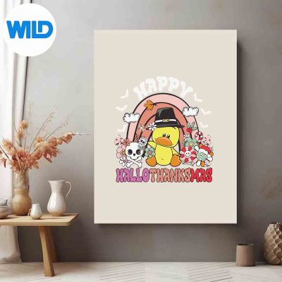 GroovyHappyHallothanksmasDuckWitchHatChristmasposter