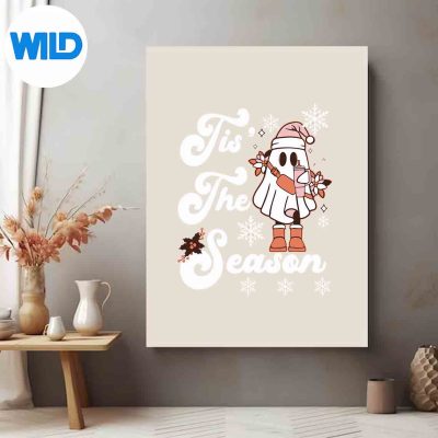 TisTheSeasonSpookyChristmasGhostCuteGroovyBooposter