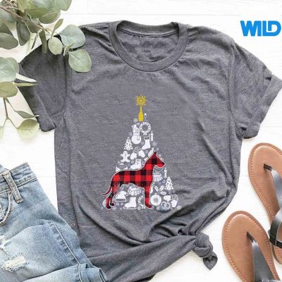 RedPlaidGreatDaneChristmasTreeOrnamentDecorXmastshirt