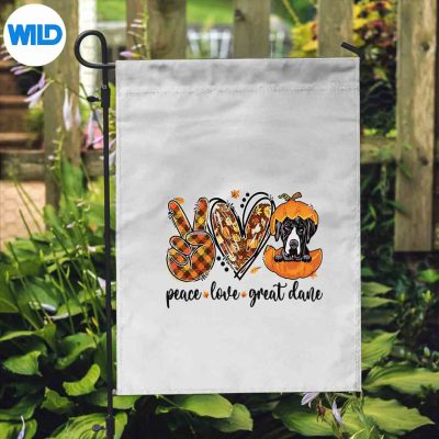 PeaceLoveGreatDanePumpkinAutumnThanksgivingflag