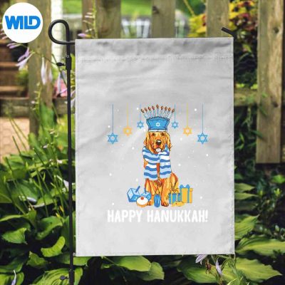 JewishGoldenRetrieverDogorahHatHanukkahChanukahflag
