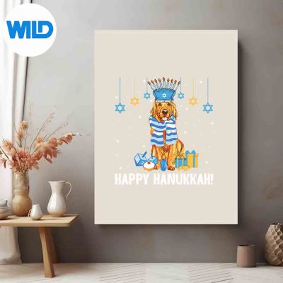 JewishGoldenRetrieverDogorahHatHanukkahChanukahposter