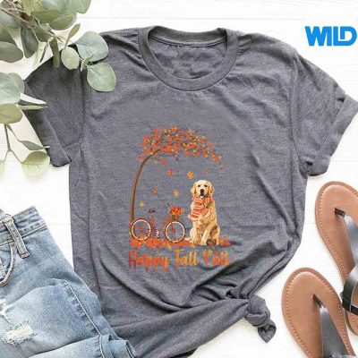 GoldenRetrieverAutumnFallPumpkinTruckCutetshirt