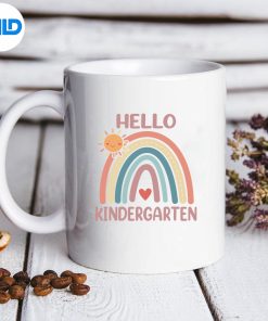 Boho Rainbow Heart Teachers Hello Kindergarten SVG PNG Cut File
