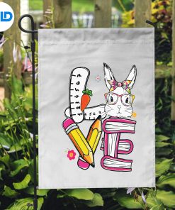 Alternative view of Love Easter Teacher Cute Bunny Face Happy Easter Silhouette SVG PNG Cut File