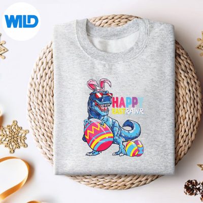 HappyEastrawrTRexDinosaurEasterBunnyEggCostumesweater