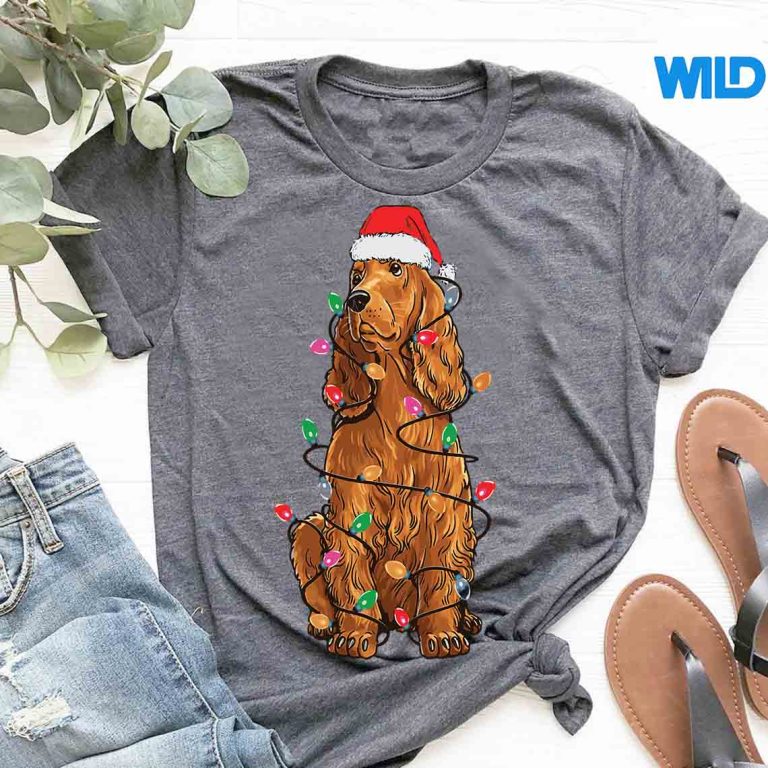 Cocker Spaniel SVG, Christmas Cocker Spaniel Santa Hat Dog Xmas Lights ...