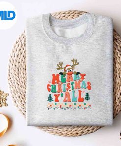 Merry Christmas Yall Buffalo Red Plaid Reindeer Santa Hat Silhouette SVG PNG